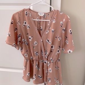 Tie waist crossover blouse